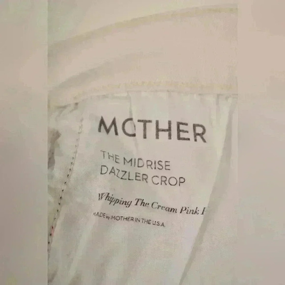 MOTHER  White Pink Side Stripe Midrise Dazzler Crop Denim 29W USA - Picture 6 of 9